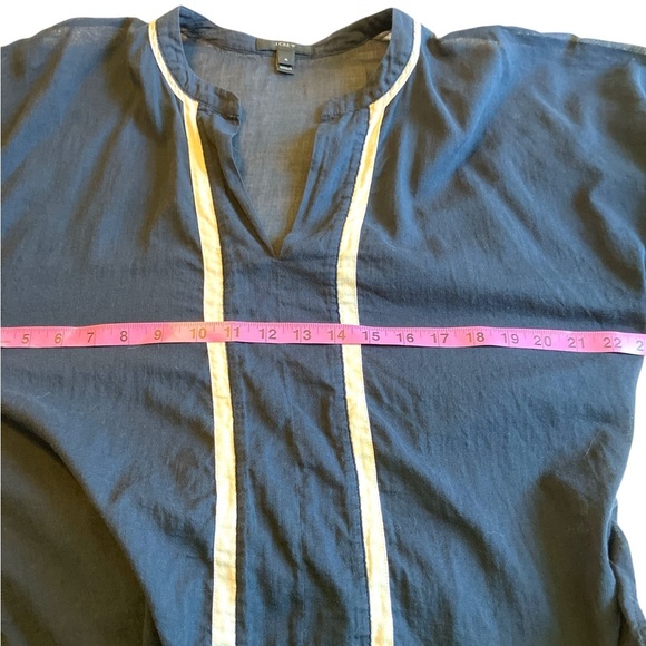 J. Crew sheer navy popover blouse size 4 - Picture 2 of 6
